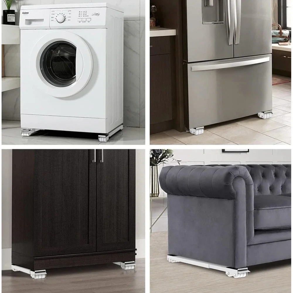 SPACEKEEPER Appliance Furniture Dolly White Adjustable Washer Dryer Base Rolling